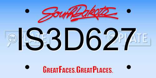 IS3D627 South Dakota License Plate