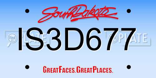 IS3D677 South Dakota License Plate