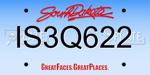 IS3Q622 South Dakota License Plate