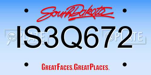 IS3Q672 South Dakota License Plate