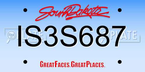 IS3S687 South Dakota License Plate
