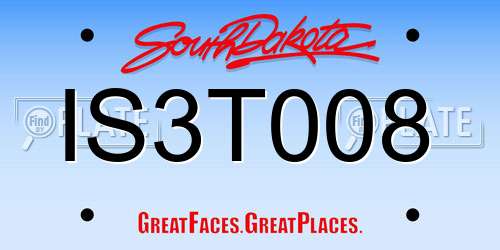 IS3T008 South Dakota License Plate