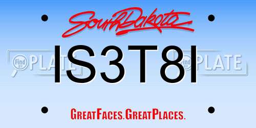IS3T8I South Dakota License Plate