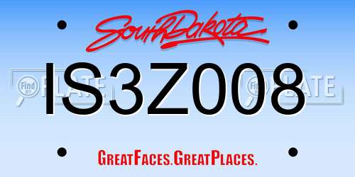 IS3Z008 South Dakota License Plate
