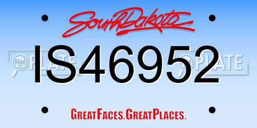 IS46952 South Dakota License Plate