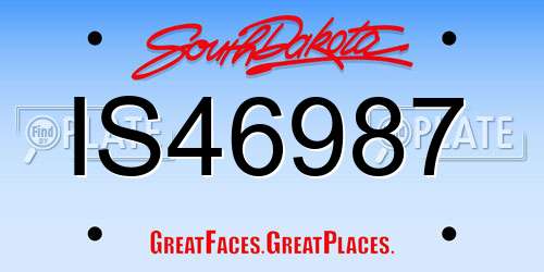 IS46987 South Dakota License Plate