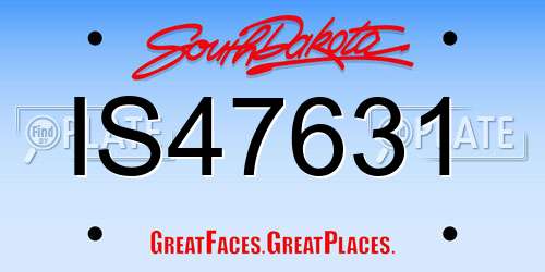 IS47631 South Dakota License Plate
