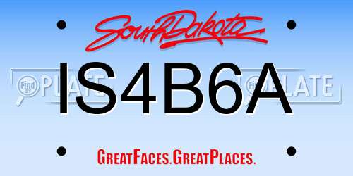 IS4B6A South Dakota License Plate