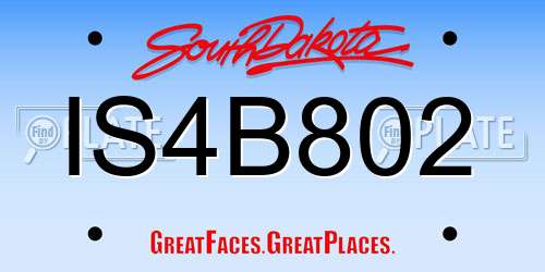 IS4B802 South Dakota License Plate