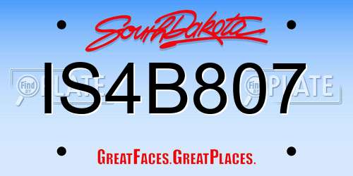 IS4B807 South Dakota License Plate