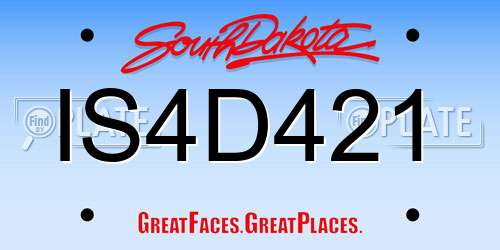 IS4D421 South Dakota License Plate