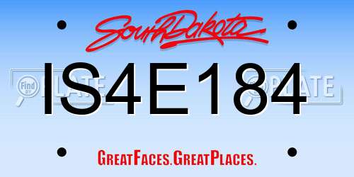 IS4E184 South Dakota License Plate