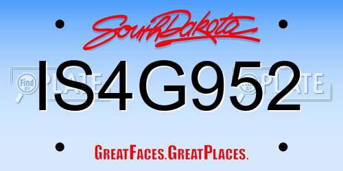 IS4G952 South Dakota License Plate