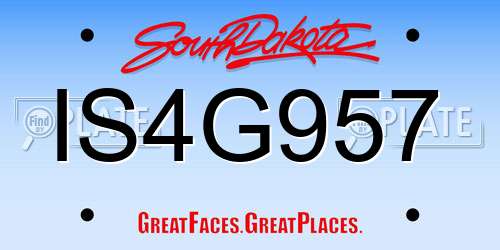 IS4G957 South Dakota License Plate