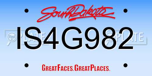 IS4G982 South Dakota License Plate