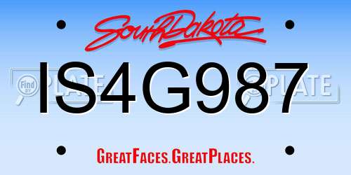 IS4G987 South Dakota License Plate