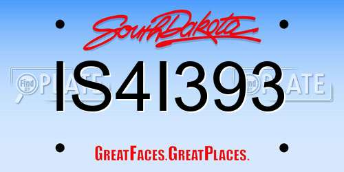 IS4I393 South Dakota License Plate