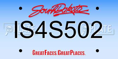 IS4S502 South Dakota License Plate