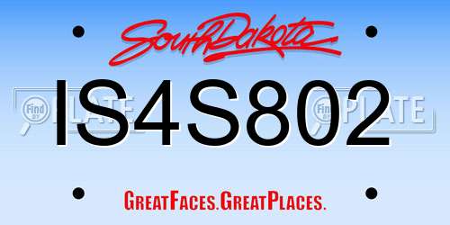 IS4S802 South Dakota License Plate