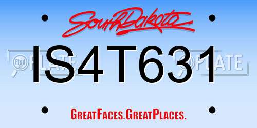 IS4T631 South Dakota License Plate