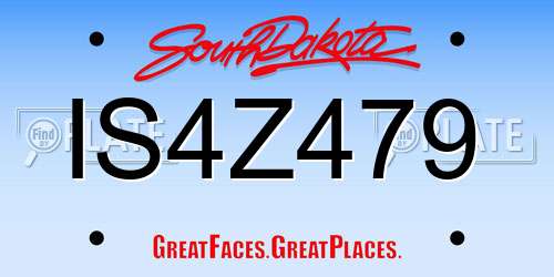 IS4Z479 South Dakota License Plate