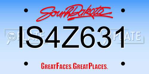 IS4Z631 South Dakota License Plate