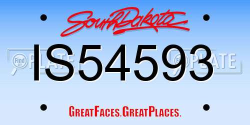 IS54593 South Dakota License Plate