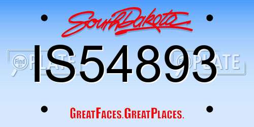 IS54893 South Dakota License Plate