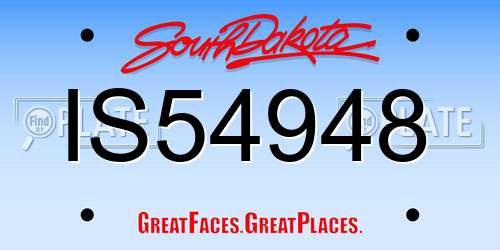 IS54948 South Dakota License Plate