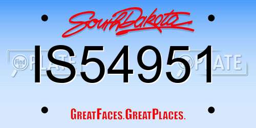 IS54951 South Dakota License Plate