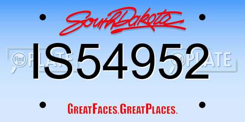 IS54952 South Dakota License Plate