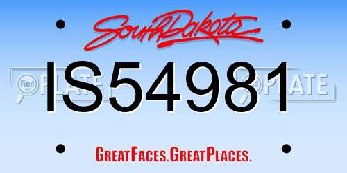 IS54981 South Dakota License Plate