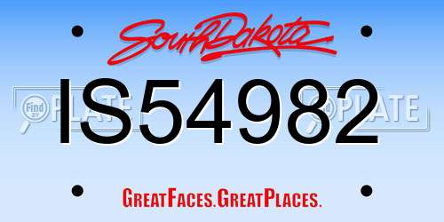 IS54982 South Dakota License Plate