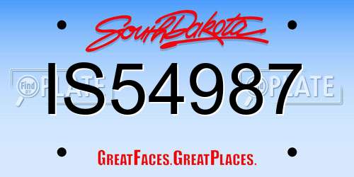 IS54987 South Dakota License Plate