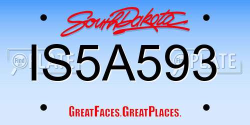 IS5A593 South Dakota License Plate