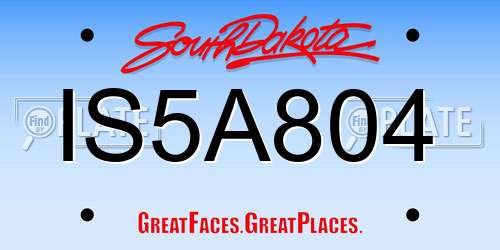 IS5A804 South Dakota License Plate