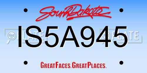 IS5A945 South Dakota License Plate