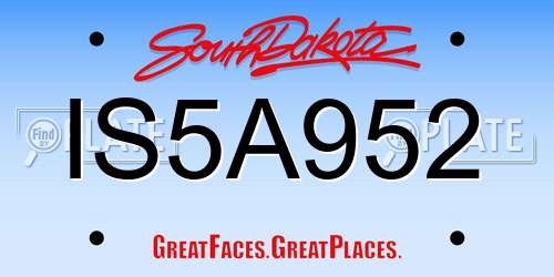 IS5A952 South Dakota License Plate