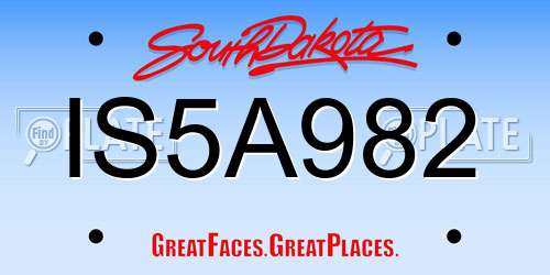 IS5A982 South Dakota License Plate