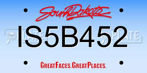 IS5B452 South Dakota License Plate