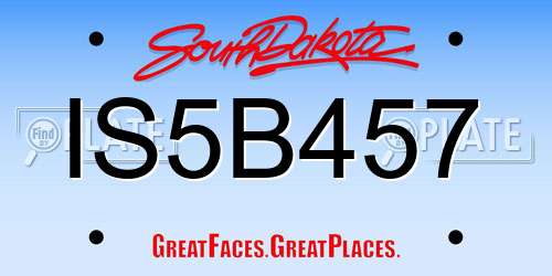 IS5B457 South Dakota License Plate
