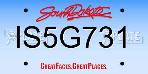 IS5G731 South Dakota License Plate