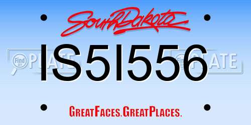 IS5I556 South Dakota License Plate
