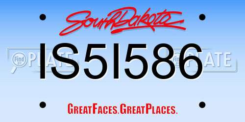 IS5I586 South Dakota License Plate