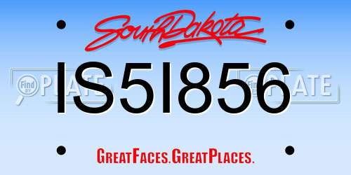 IS5I856 South Dakota License Plate