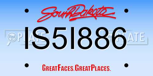 IS5I886 South Dakota License Plate
