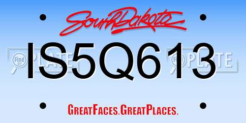 IS5Q613 South Dakota License Plate