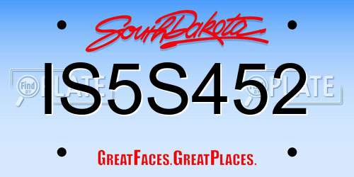 IS5S452 South Dakota License Plate
