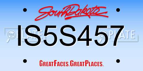 IS5S457 South Dakota License Plate