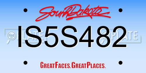 IS5S482 South Dakota License Plate